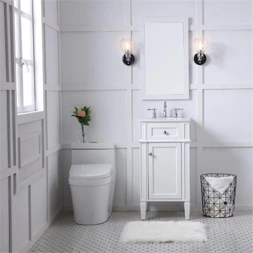 Elegant Decor Park Avenue 18" Single Marble Top Bathroom Vanity in White - Picture 18 of 18