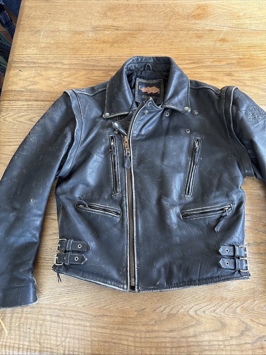 Vintage Easyriders Leather Biker Jacket Double Rider Distressed