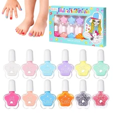 Kids Nail Polish 12 Colors Water-Based Nail Polish For Girls Peel Off Quick Dry