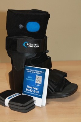 United Ortho Short Air Cam Walker Fracture Boot Small Black Ankle Support