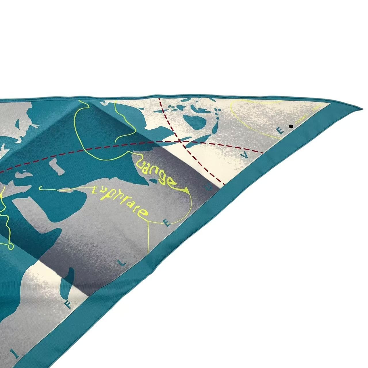 HERMES Carr 90 Triangular Scarf Map Pattern Silk … - image 4