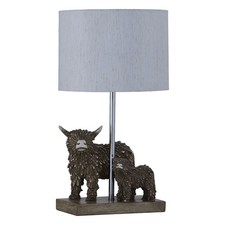 Highland Cows Table Lamp Bedside Light Retro Animal Bedroom Light