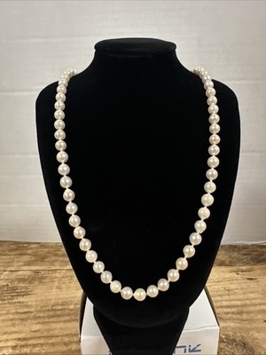 Gorgeous Vintage 24  RTI Pearl Strand w/14k Gold Clasp