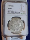 1887-S $1 MORGAN 90% SILVER DOLLAR  NGC AU 55                      #MF-4131