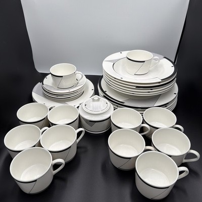 Angles By Mikasa Christopher Stuart 34 Pc Dinnerware Set Geometric Vtg 1995 READ