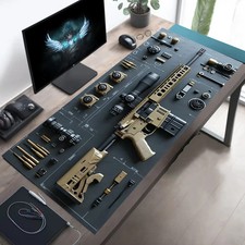 Oval Tactical Gun Large Mouse Pad Precision Gaming Design Desk Pads Anti-Slip Ru