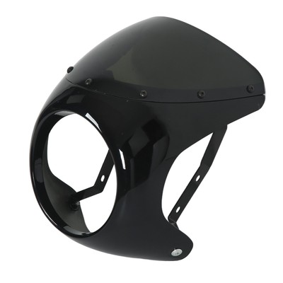 Glossy Black 7in Motorcycle Headlight Fairing Protective Windshield For Most