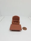 Vintage Fisher Price little people brown living room chair & coffee table set