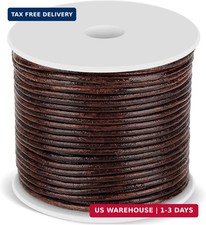 Anezus Leather Cord - Round, Brown Leather Lace for Bracelets, Necklaces Craft