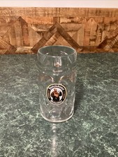 Franeiskaner Weissbier 1L Dimpled Clear Glass Beer Mug Stein German 8&rdquo; in. Liter