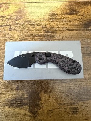 Kizer Microbe 2.19'' AEB-L Steel Drop Point Black & Pink vortex pattern micarta