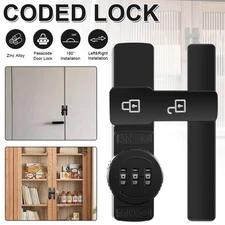 Flip Latch Lock With Combination 90/180 Degree Sliding/Swinging Door Lock Black