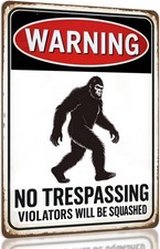 Bigfoot WARNING No Trespassing Sasquatch Tin Metal Signs Home D cor 8x12