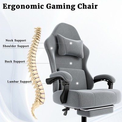 Ergonomic Massage Gaming Chair Footrest Computer Lumbar Support Footrest