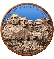 1 Kilo Copper Round .999 Mount Rushmore Colorized in Capsule ONLY 1,000 PRESALE 