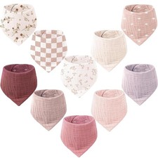 Muslin Baby Bibs 10 Pack Baby Bandana Drool Bibs 100 Cotton for Unisex Boys ...