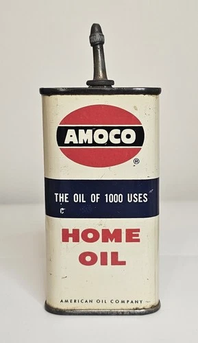 Vintage Amoco Home Oil Can 3oz. Lead Top Oiler gas station item advertising 