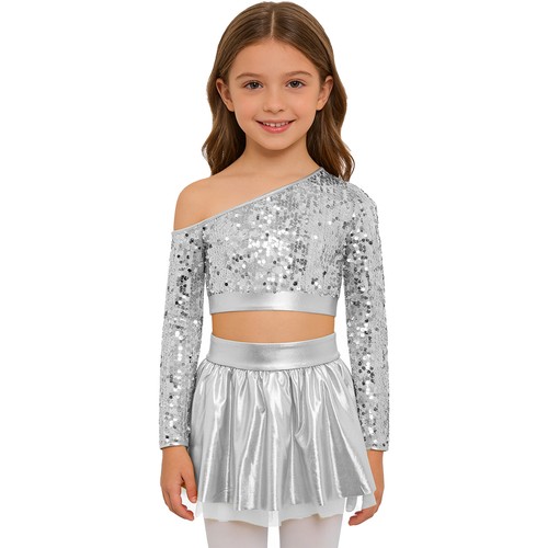 Kinder Mädchen Kostüm Disco Outfits Wettbewerb Tanzkleidung Hip Hop Set 2-teilig Jazz - Bild 35 von 61