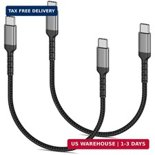1.5ft USB C Charging Cable, 2 Pack Braided USB C to USB C Cable 60W/3A CarPlay U