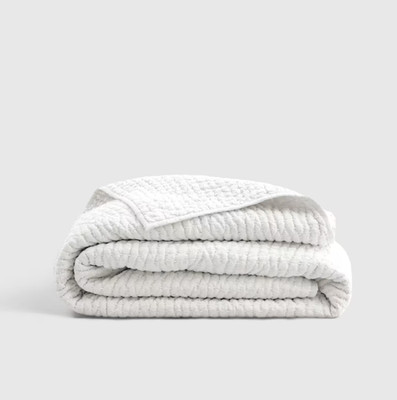 NWOT Quince King Cal King Linen Cotton Stitch Quilt White
