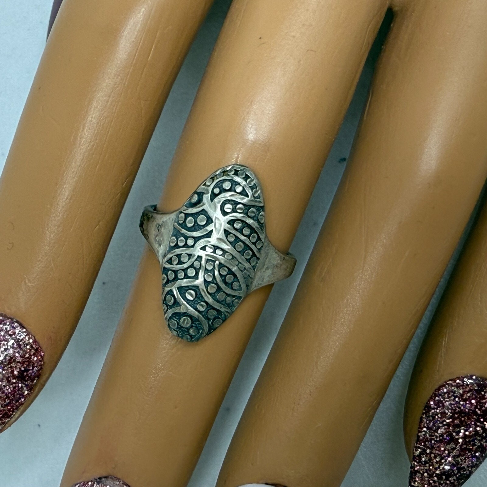 Vintage Ring Solid 925 Sterling Silver Ornate Des… - image 4