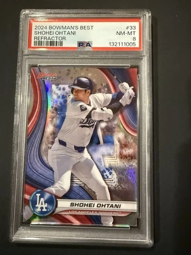 2024 BOWMAN'S BEST REFRACTOR #33 SHOHEI OHTANI PSA 8 DODGERS MVP