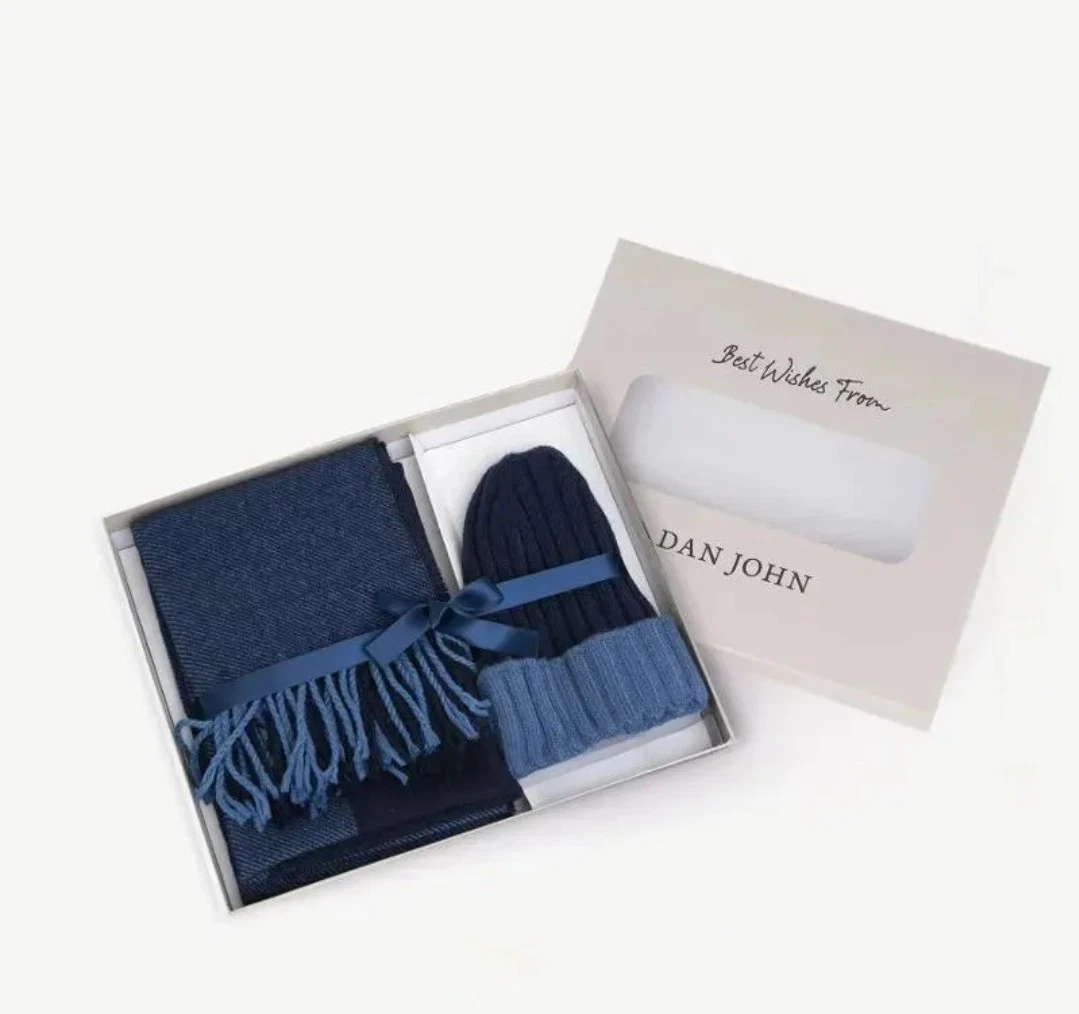 Dan John Mens Hat And Scarf Set In A Luxury Gift Box Blue/Navy One Size RRP £50