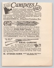 Carabina Krag Rifle Trampas Hodgman Goma Camping Pistolas 1928 Anuncio Impreso De Colección