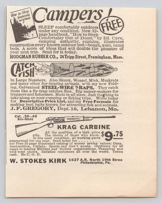 Krag Carbine Rifle Traps Hodgman Rubber Camping Guns 1928 Vintage Print Ad