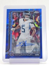 ELIC AYOMANOR 2025 TOPPS CHROME ROOKIE AUTO BLUE LAVA /150 #RA-EAY TITANS Q2615