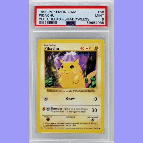Pikachu (Shadowless) graded PSA 9 for sale on eBay