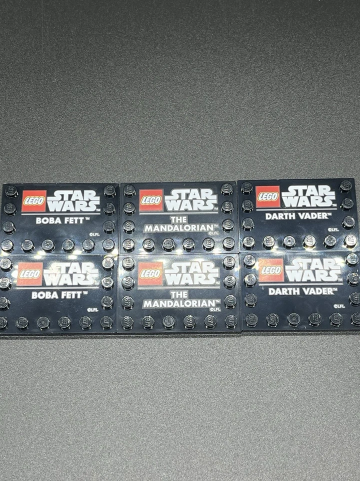LEGO Star Wars Tile Plate Mando 75328 Boba Fett 75277 Darth Vader 75304 Lot x6 - Image 2 of 3