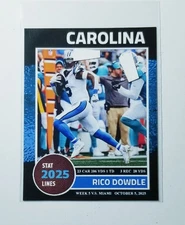 RICO DOWDLE 2025 STAT LINES CUSTOM ART CARD COMPLETE CAROLINA PANTHERS