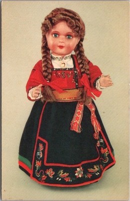 Vintage NORWAY Greetings Postcard National Costume of Telemark Mittet Doll Cards