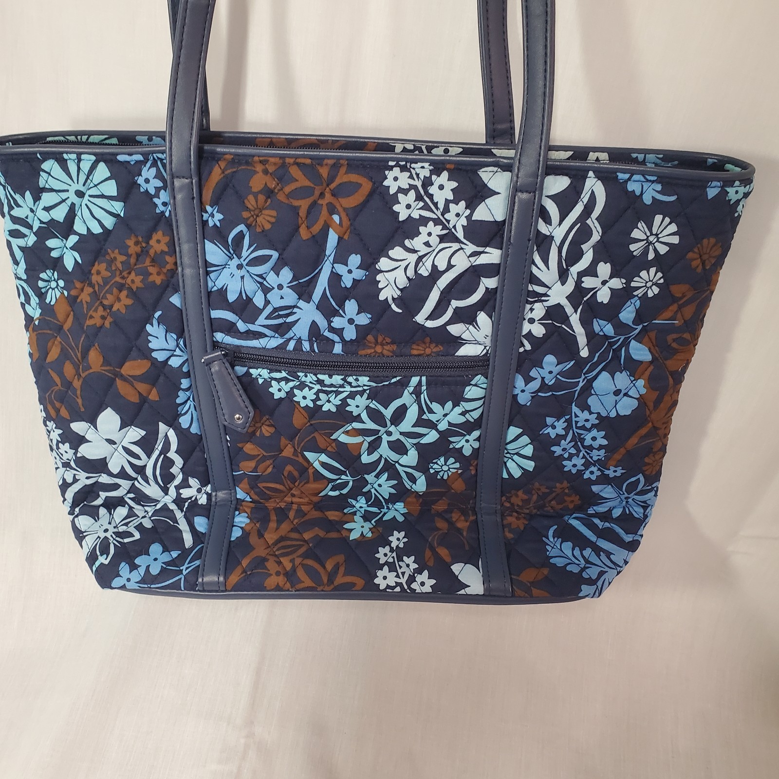 Vera Bradley Medium Shoulder Tote Bag Java Blue F… - image 5