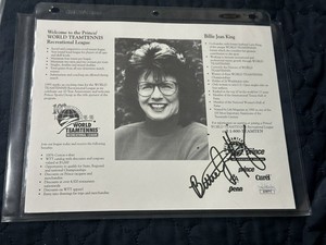 Billie Jean King Signed 8x10 Photo w/ JSA COA