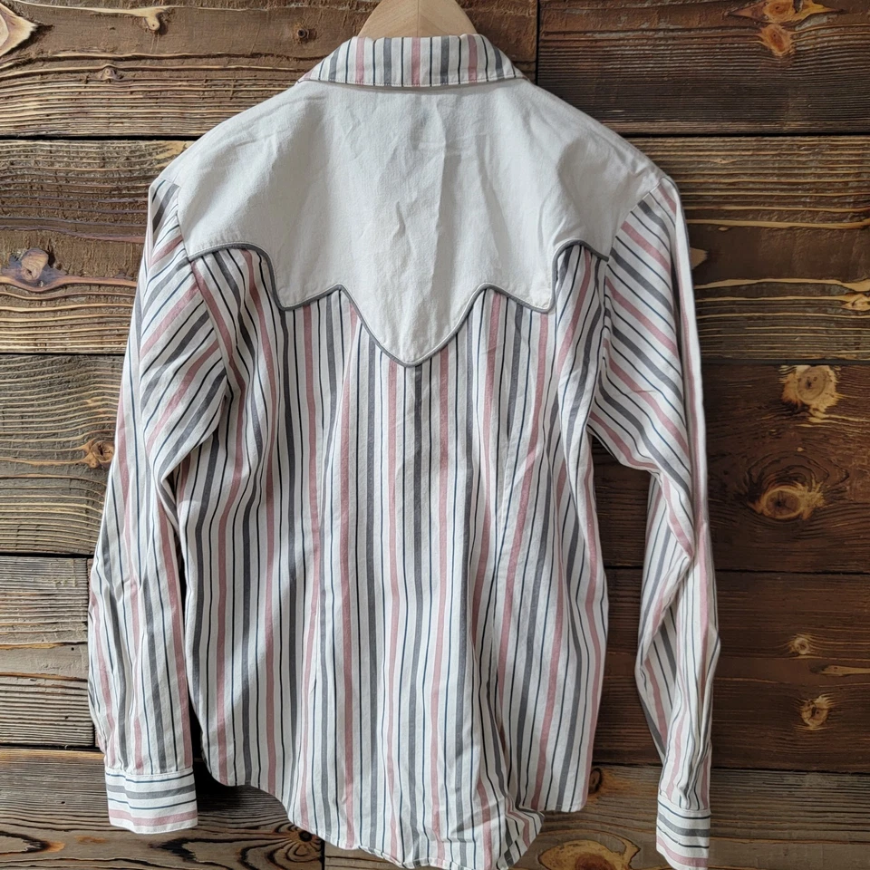 Camisa Wrangler Western vintage años 80 para mujer manga larga a rayas Foto 2 de 4