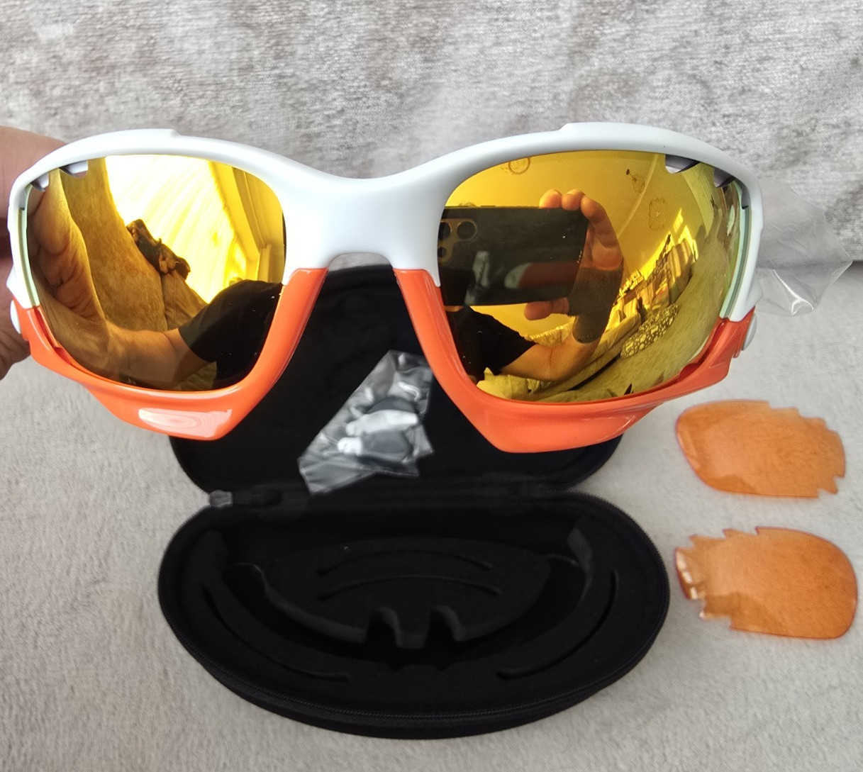 Oakley Racing Jacket Matte White with Fire Iridium and Persimmon Lenses