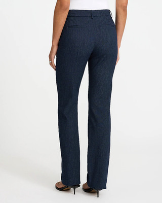 Express Women's $98 Editor Mid Rise Bootcut Pant in Heather Blue size 4R