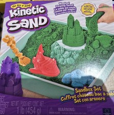Kinetic Sand, Sandbox Playset with Green Sand  Molds, for Ages 3 and up