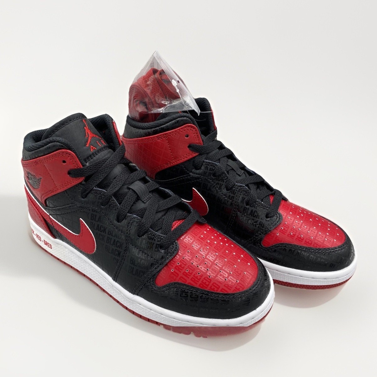 Nike Air Jordan Mid BRED TEXT (GS) or Womens Sneaker