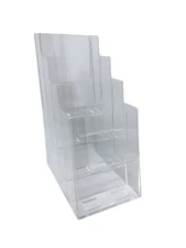 Dazzling Displays Clear Acrylic 4-Tier 4" x 9" Countertop Brochure Holder