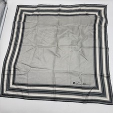 Vintage Anne Klein 100 Silk Scarf Silver Black 26  