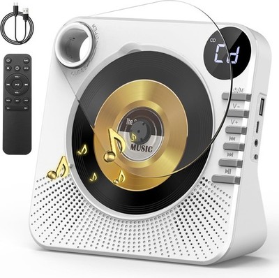CD Player Tragbar Bluetooth 5.1 HiFi Lautsprecher AUX USB Fernbedienung