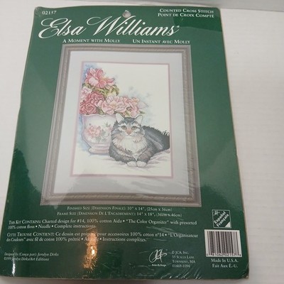 Elsa Williams Cat A Moment with Molly 02157 Counted Cross Stitch 10''x14'' 1999