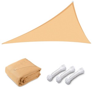 22Ft 97% UV Block Triangle Sun Shade Sail Canopy Outdoor Patio Pool Deck Yellow