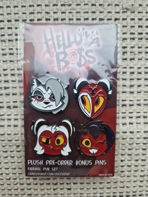 Helluva Boss Plush Pre-order  Pin Set Shark Robot,Millie,Moxxie,Loona,Blitzø