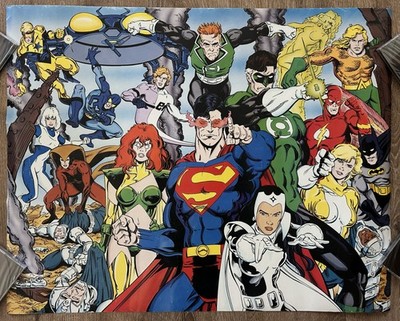 Justice League International 1992 DC Comics Teaser Poster - Batman - Superman++!