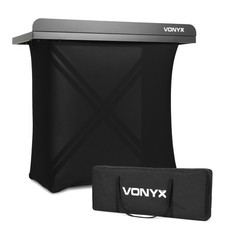 Vonyx DBE100 Mobile DJ Deck Stand with Scrim Cover & Carry Bag - Compact Folding