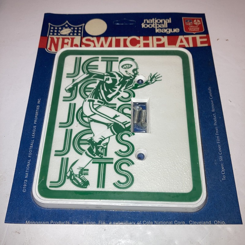 Vintage 1973 New York Jets NFL Properties Light Switchplate New On  Card